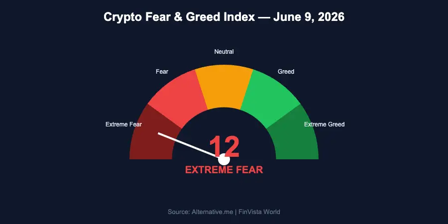 Crypto Fear and Greed Index June 2026 — Score 12 Extreme Fear